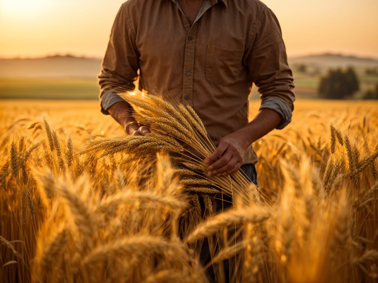 Uomo in un campo di grano